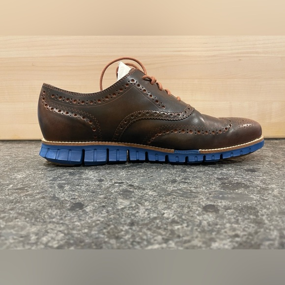 Rare! Cole Haan ZeroGrand Wingtip Oxfords - 12 WIDE - Woodbury / Limoges Blue - Picture 7 of 11